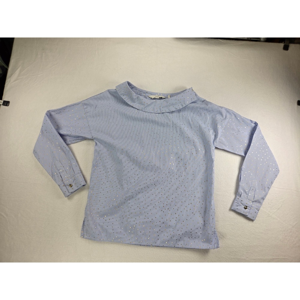 Numph Long Sleeve Pullover celestial blue striped Round Collar Shirt Women M 34